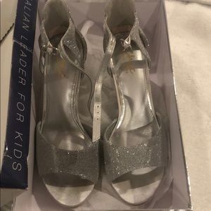 Silver evening shoes